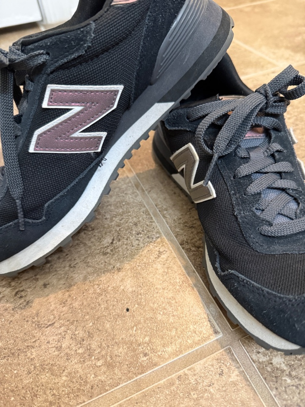 New Balance Black Sneakers with Mauve and Silver Accents